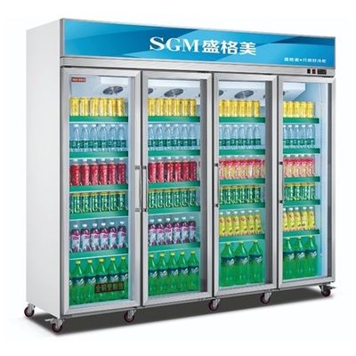 2140L Commercial Upright Display Bar Fridge With Glass Door 830W Input Power