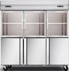 1600L Glass Doors Stainless Steel Commercial Fridge Freezer , Kitchen Appliances Refrigerators With Adjustable Feet